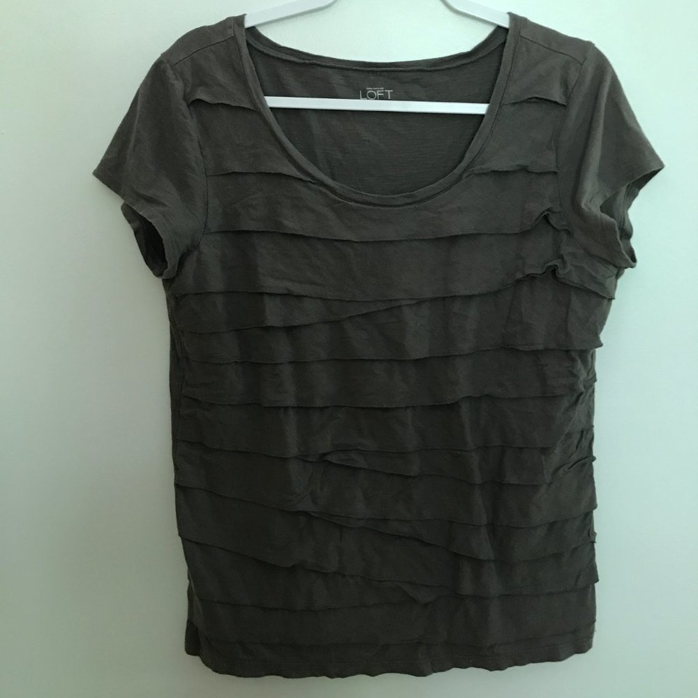 Loft Medium Gray Scoop Neck Layered T-shirt